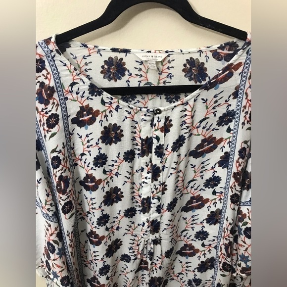 Lucky Brand Womens Viscose Flutter Sleeve Floral Print Peasant Blouse Size 3X - Picture 5 of 15
